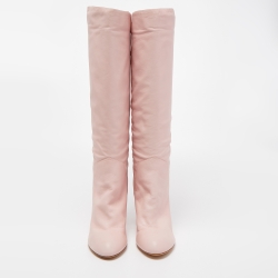 Pre Owned Sergio Rossi Pink Leather Knee Length Boots Size 41