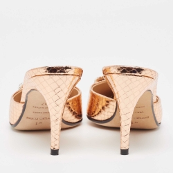 Pre Owned Sergio Rossi Metallic Python Embossed SR1 Pointed Toe Mules Size 37