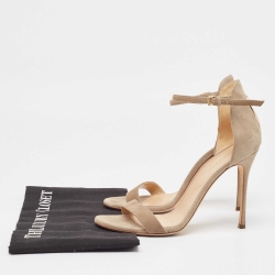 Pre Owned Sergio Rossi Beige Suede Ankle Strap Sandals Size 37
