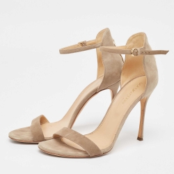 Pre Owned Sergio Rossi Beige Suede Ankle Strap Sandals Size 37