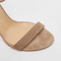 Pre Owned Sergio Rossi Beige Suede Ankle Strap Sandals Size 37