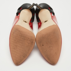 Pre Owned Sergio Rossi Red/Black Patent and Leather Cut Out Pumps Size 39