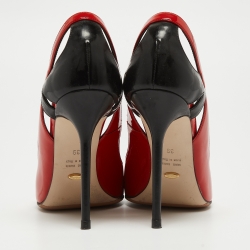 Pre Owned Sergio Rossi Red/Black Patent and Leather Cut Out Pumps Size 39