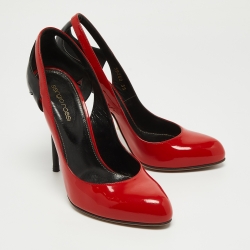 Pre Owned Sergio Rossi Red/Black Patent and Leather Cut Out Pumps Size 39