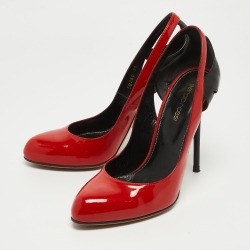 Pre Owned Sergio Rossi Red/Black Patent and Leather Cut Out Pumps Size 39