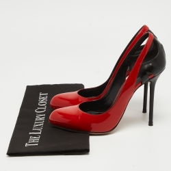 Pre Owned Sergio Rossi Red/Black Patent and Leather Cut Out Pumps Size 39