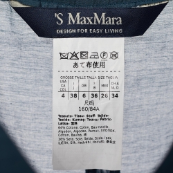 S'Max Mara Blue Cotton Silk Tiered Sesamo Maxi Dress S
