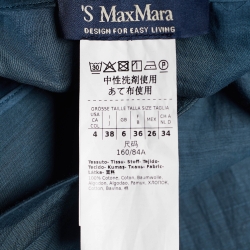S'Max Mara Blue Cotton Silk Tiered Sesamo Maxi Dress S