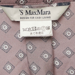 S'Max Mara Pink Geometric Printed Silk Belted Midi Shirt Dress L