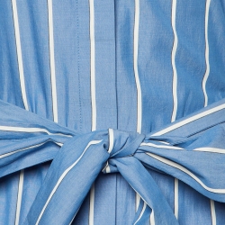 Pre Owned S'Max Mara Blue Striped Cotton Midi Dress M