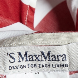 S'Max Mara Red Striped Cotton & Ramie Belted Dress M