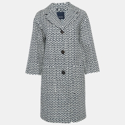 S'MaxMara /Navy Blue Print Cotton Single Breasted Coat