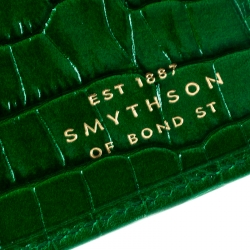 Smythson Green Croc Embossed Leather Mara Passport Cover