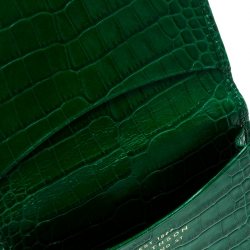 Smythson Green Croc Embossed Leather Card Holder