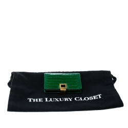 Smythson Green Croc Embossed Leather Card Holder