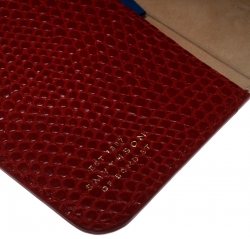 Smythson Red Lizard Embossed Leather iPad Cover