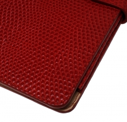 Smythson Red Lizard Embossed Leather iPad Cover