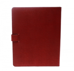 Smythson Red Lizard Embossed Leather iPad Cover