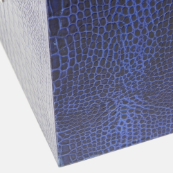 Smythson Blue Croc Embossed Leather Deluxe Jewelry Box in Mara
