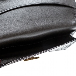 Smythson Dark Grey Croc Embossed Leather Card Holder