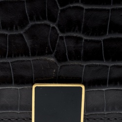 Smythson Dark Grey Croc Embossed Leather Card Holder