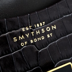 Smythson Dark Grey Croc Embossed Leather Card Holder