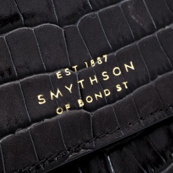 Smythson Dark Grey Croc Embossed Leather Travel Clutch