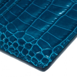 Smythson Blue Croc Embossed Leather Mara Card Holder 