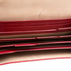 Smythson Red Lizard Embossed Leather Panama Marshall Travel Organizer