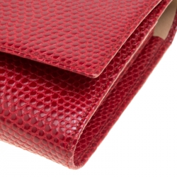 Smythson Red Lizard Embossed Leather Panama Marshall Travel Organizer