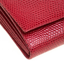 Smythson Red Lizard Embossed Leather Panama Marshall Travel Organizer