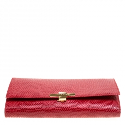 Smythson Red Lizard Embossed Leather Panama Marshall Travel Organizer