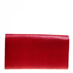 Smythson Red Lizard Embossed Leather Panama Marshall Travel Organizer