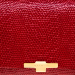 Smythson Red Lizard Embossed Leather Panama Marshall Travel Organizer