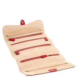 Smythson Red Lizard Embossed Leather Coin Organizer Clutch