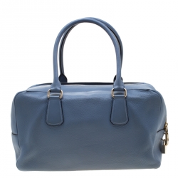 Smythson Light Blue Leather Satchel