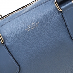 Smythson Light Blue Leather Satchel
