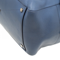 Smythson Light Blue Leather Satchel