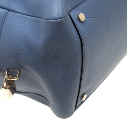 Smythson Light Blue Leather Satchel