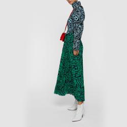 Pre Owned Solace London Blue Latia Animal Print High Neck Plisse Top UK 16