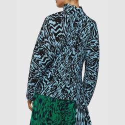 Pre Owned Solace London Blue Latia Animal Print High Neck Plisse Top UK 16