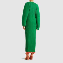 Pre Owned Solace London Green Mirabelle Plissé Batwing Maxi Dress UK 14