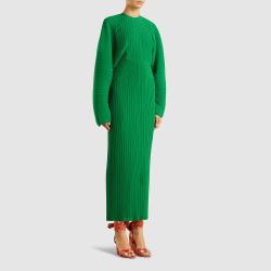 Pre Owned Solace London Green Mirabelle Plissé Batwing Maxi Dress UK 14