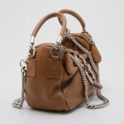 Sonia Rykiel Beige Leather Satchel with Chain Strap
