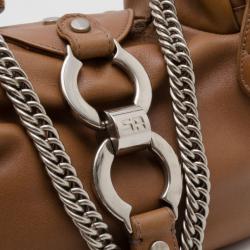 Sonia Rykiel Beige Leather Satchel with Chain Strap