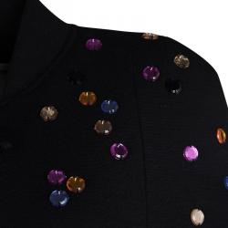 Sonia Rykiel Black Wool Zip Front Embellished Poncho Style Jacket S