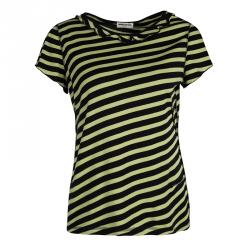 Sonia Rykiel Black and Yellow Striped Ruffle Detail Top M