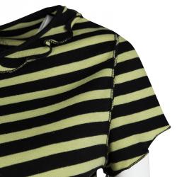 Sonia Rykiel Black and Yellow Striped Ruffle Detail Top M