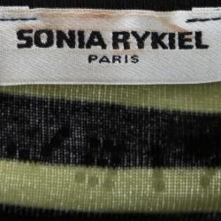 Sonia Rykiel Black and Yellow Striped Ruffle Detail Top M