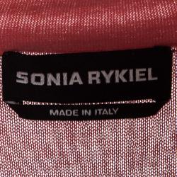 Sonia Rykiel Red Knit Waist Tie Detail Long Sleeve Midi Dress S